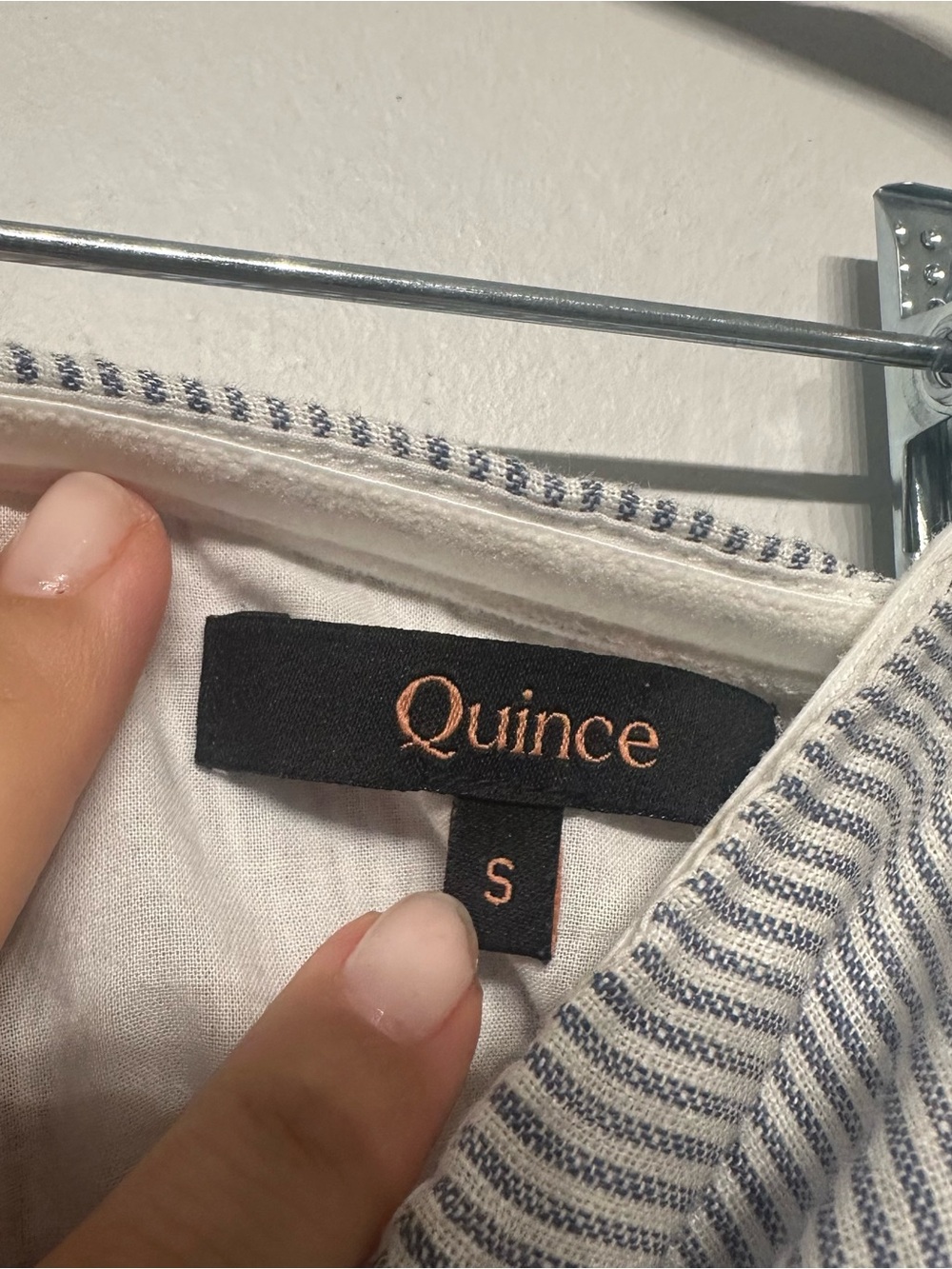 Quince 100% European Linen Strapless Maxi Dress Blue Pinstripe Small - Picture 7 of 9